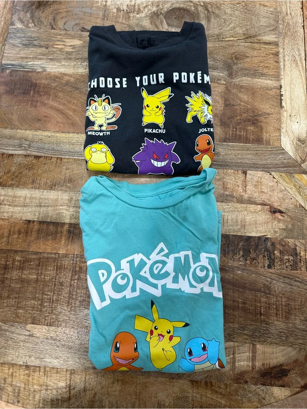 Old Navy Teal & Black Pokémon Graphic Kids Tees